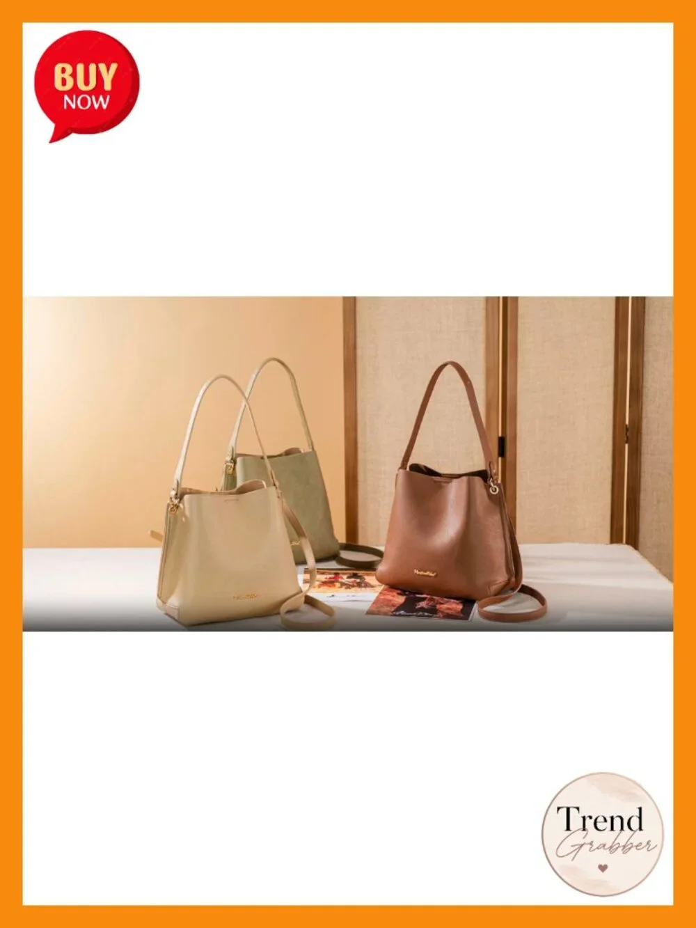 Medium Hobo Bag for Women Shoulder Purse 3 Compartments Faux Leather Detachable